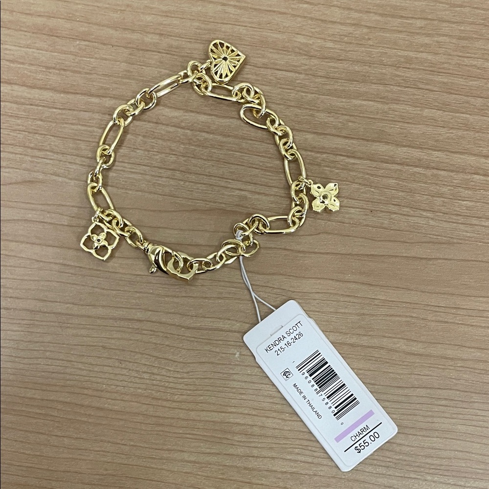 Kendra Scott Gold Floral Charm Link Bracelet